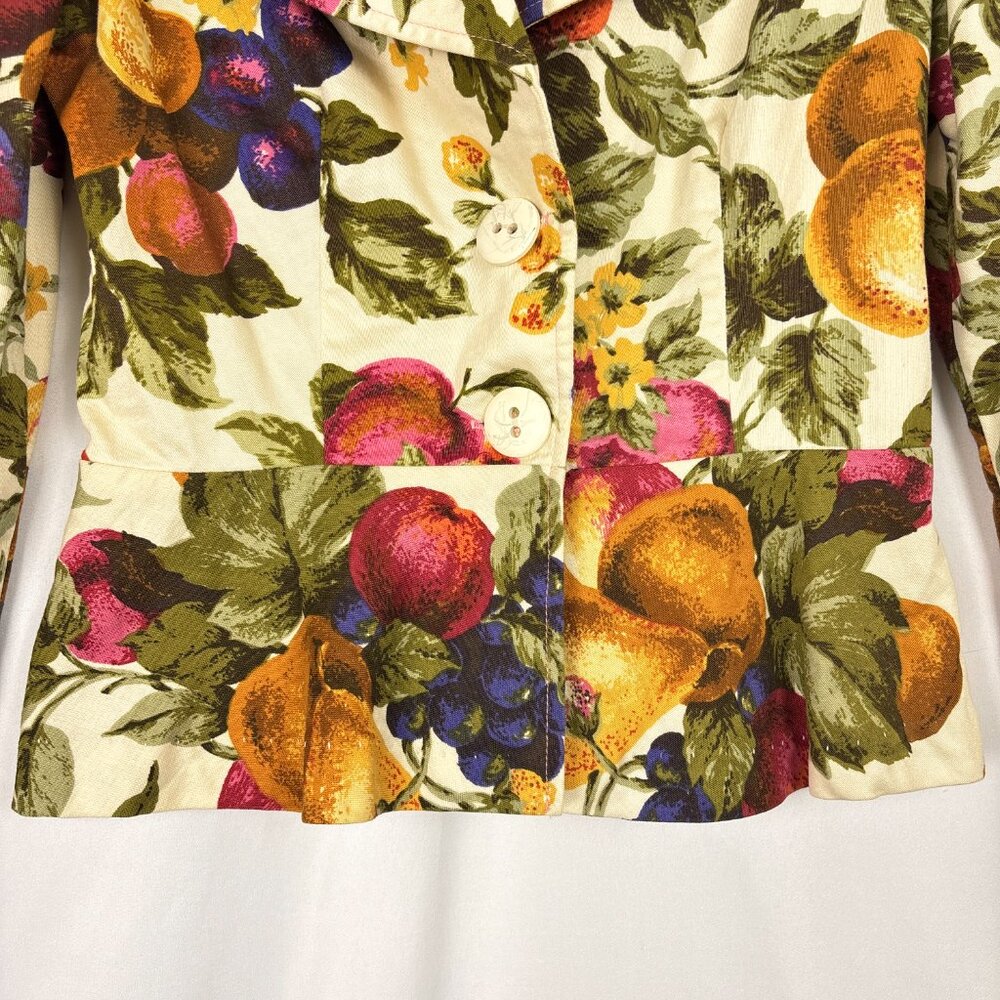 VTG SirJé of California Fruit Print Blazer Women’s Small Artsy Whimsical Retro - Picture 4 of 16